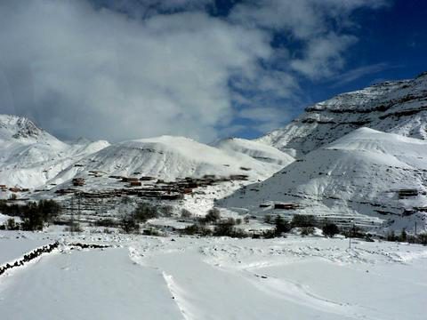 The Tichka road disappears under the snow