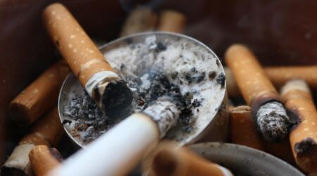 Cigarette butts in an ashtray