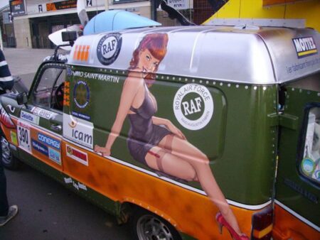 The pinup painted on the bodywork
