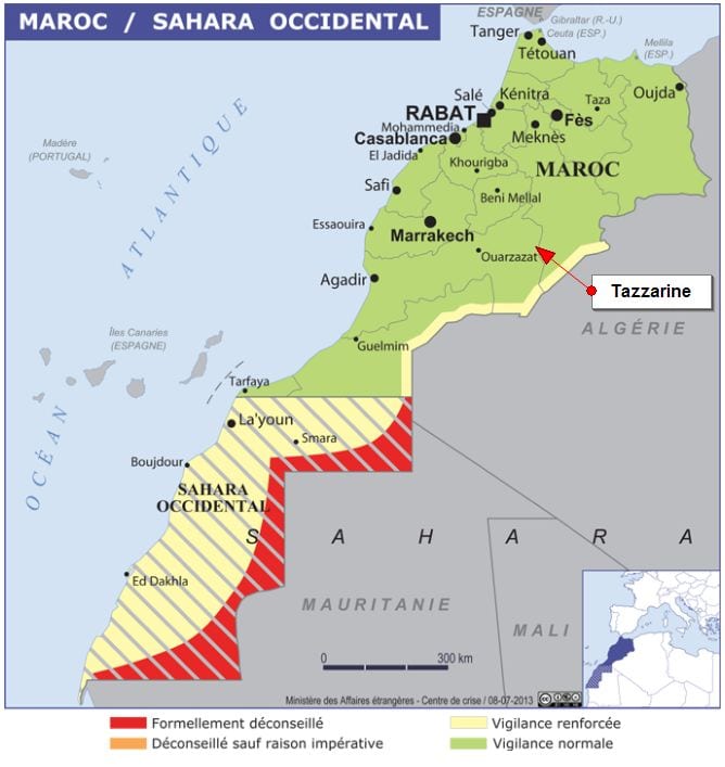 Tazzarine on the map of the Ministry of Foreign Affairs green zone