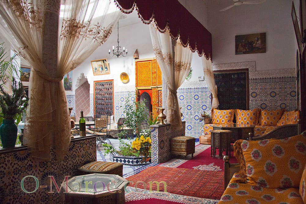 The patio of a riad in Marrakech