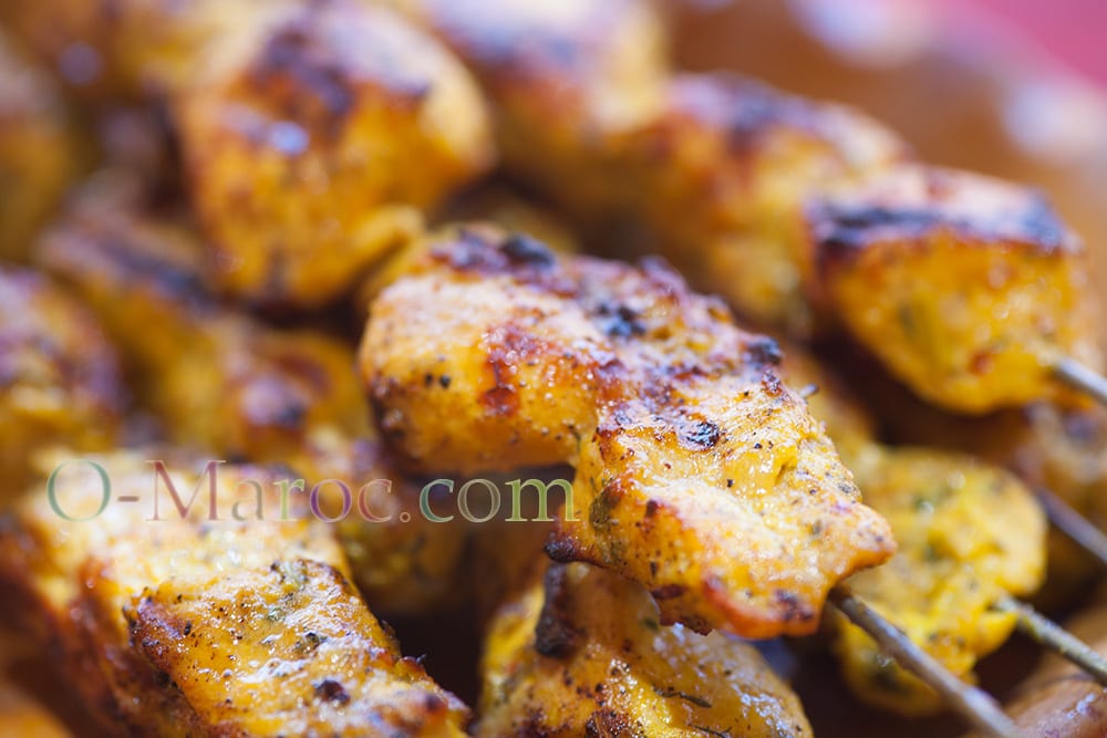 Meat skewers grilled over the barbecue