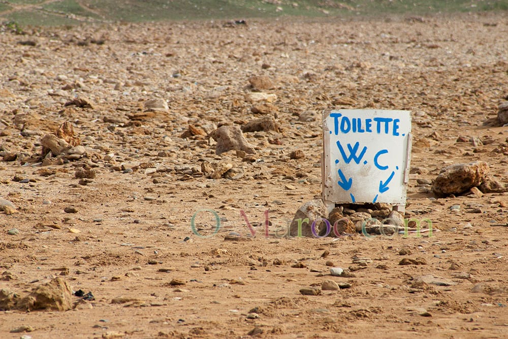On the beach of Sidi Kaouki, minismalist toilets