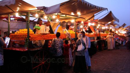 Orange juice stand on Jemaa Fna
