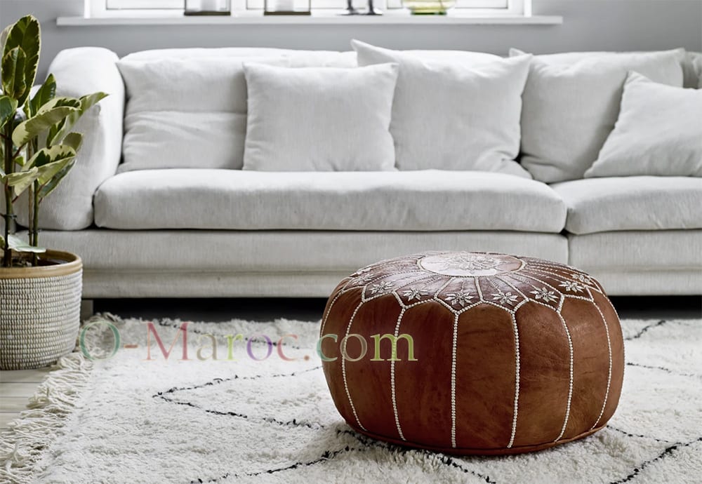 Modern living room with Moroccan pouffe