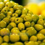 Green olives at a market