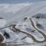 Mountain road in the snow