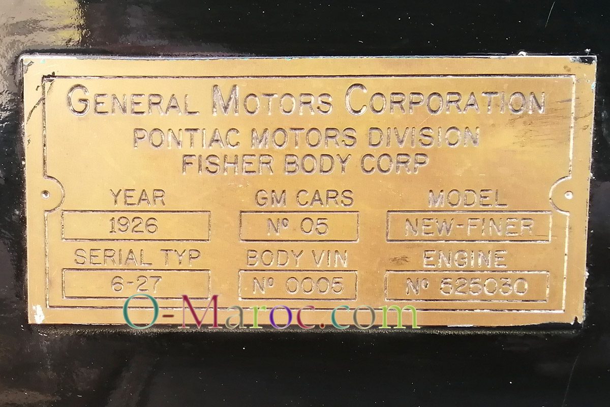 1926 Pontiac 6-27 plate