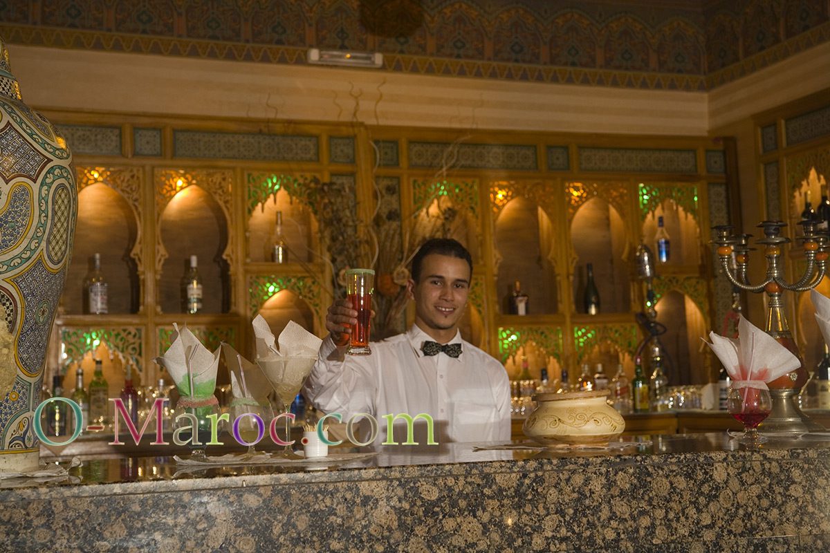 Waiter at the bar of a Moroccan hotel