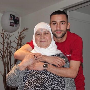 Hakim Ziyech and his mum with tattoos on their foreheads and chins