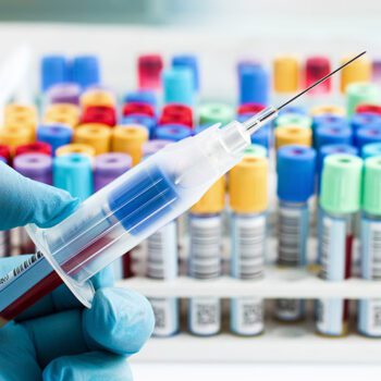 Blood donation: a syringe and vials
