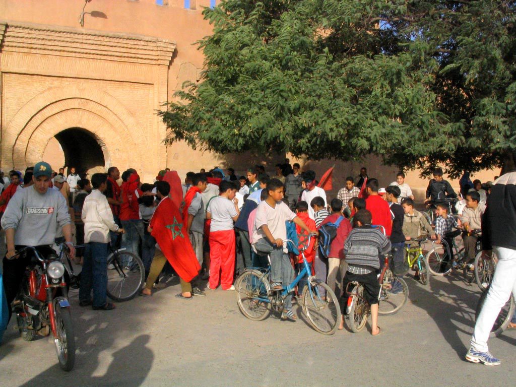 Soccer fans in the streets of Taroudant - 2004