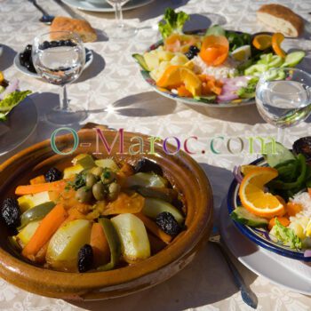 Moroccan meal with tagine and salad