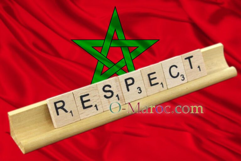 It’s (above all) a question of respect The word "respect" on the Moroccan flag as background