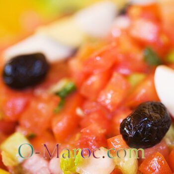 Moroccan salad with tomatoes, onions and olives
