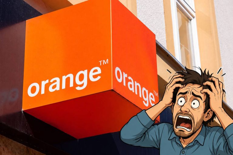 Orange customer service featuring a horrified character