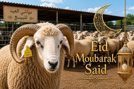At the suk, a lamb awaits to be sold for Eid 2026