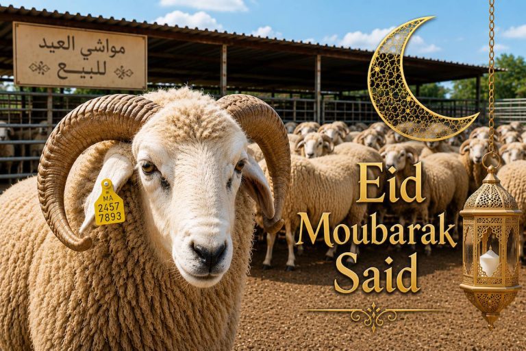 At the suk, a lamb awaits to be sold for Eid 2026
