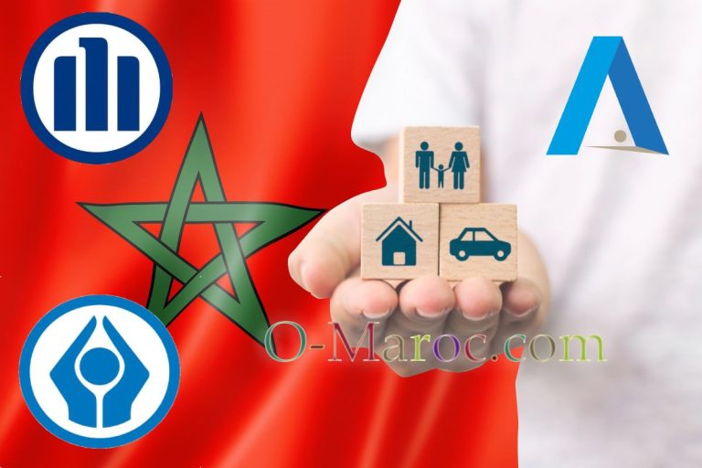 Insurance in Morocco in 2026: what is changing and what is set to change A man with cubes representing three insurance products (home, health, motor) against a backdrop of the Moroccan flag, featuring the Sanlam, Allianz and Acaps logos