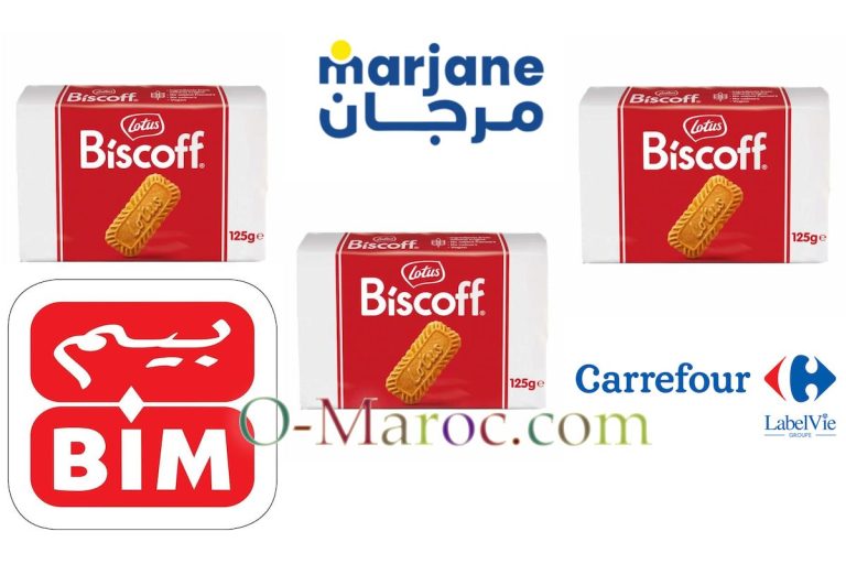 Biscoff biscuits: spot the seven differences! Three packets of Biscoff bearing the Bim, Marjane and Carrefour logos