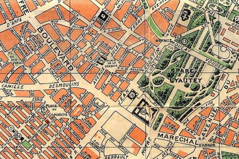 Galilée Street on a map of Casablanca from the 1950s