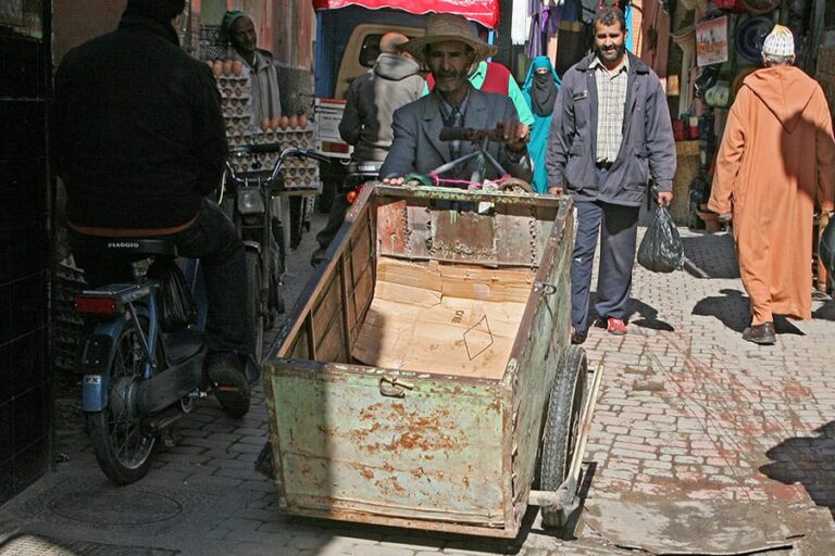 An empty carossa in a Marrakech suq