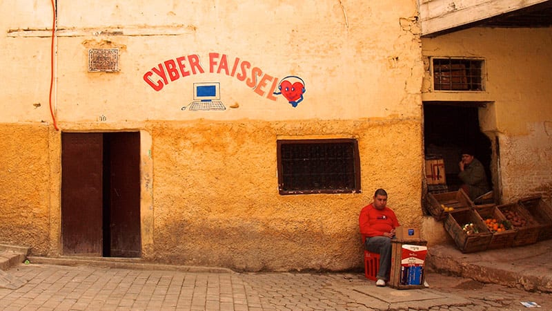 Facade of a cybercafé in Fez