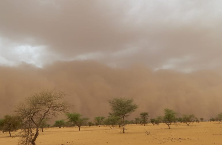 Sandstorm in the Moroccan desert